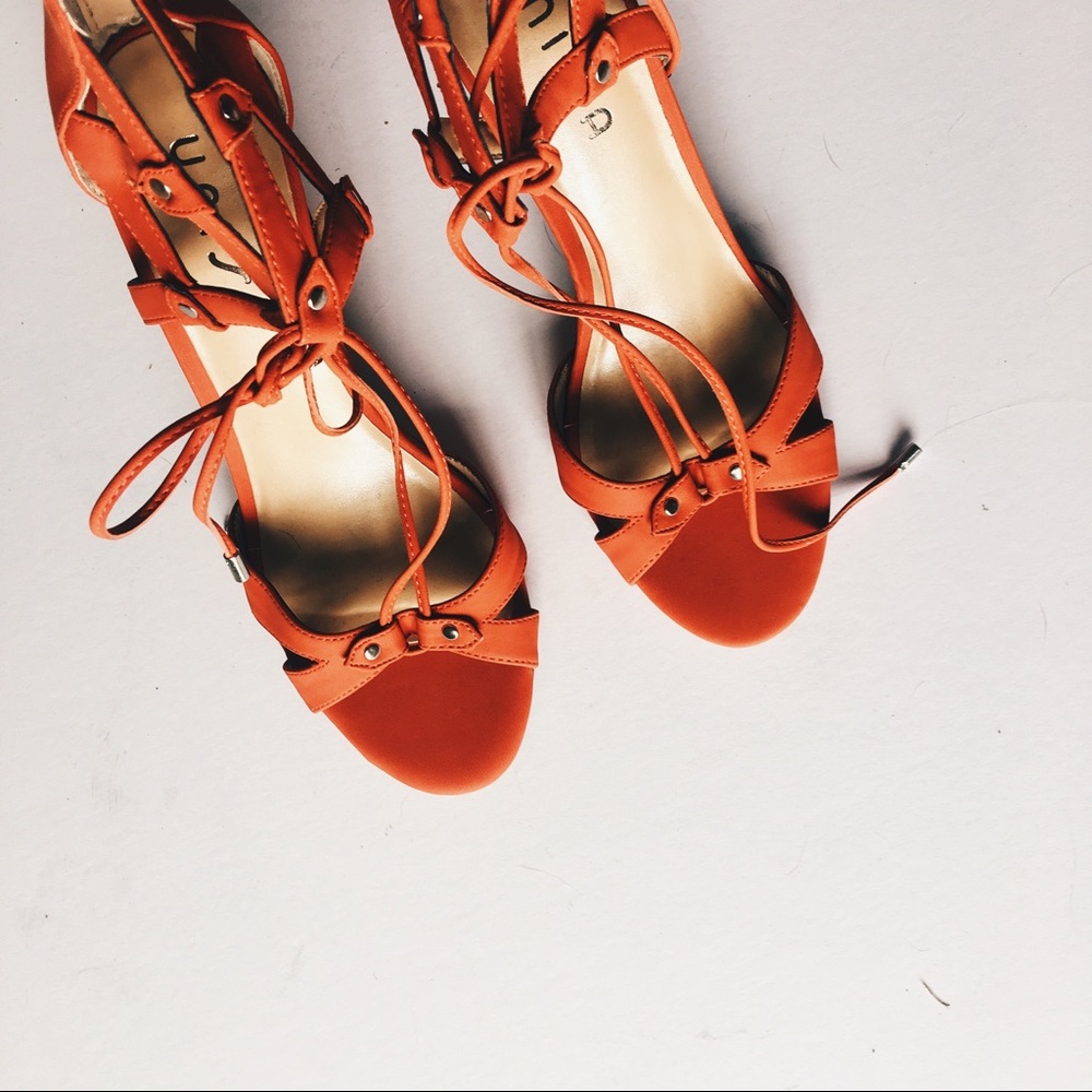 Red high heeled shoes